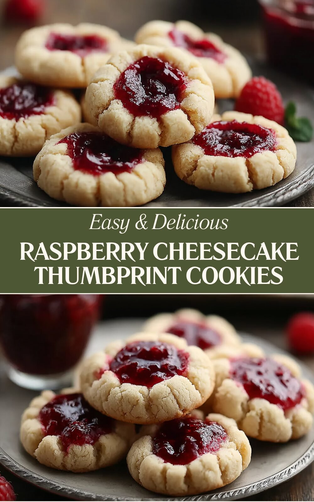 Raspberry Cheesecake Thumbprint Cookies