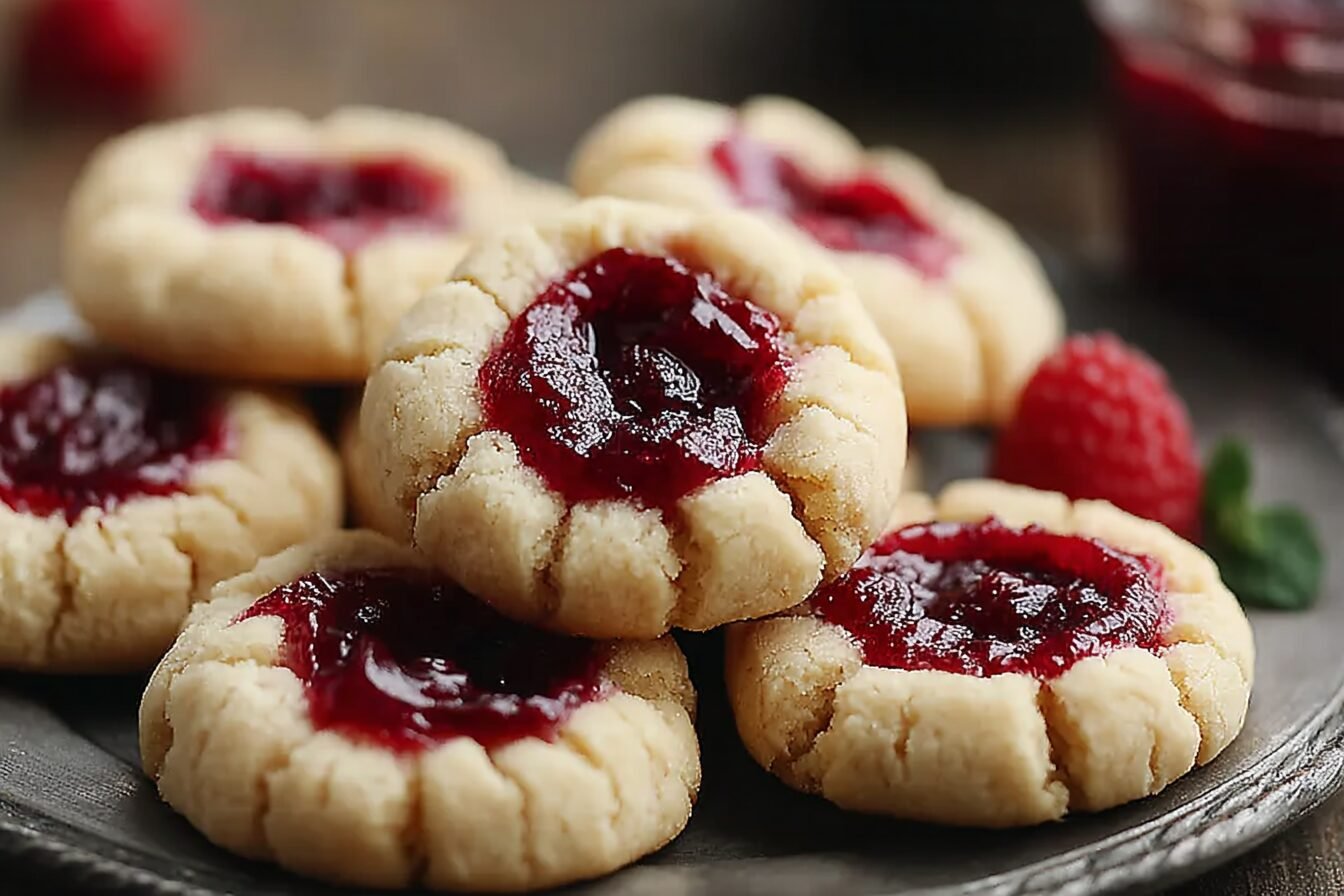 Raspberry Cheesecake Thumbprint Cookies