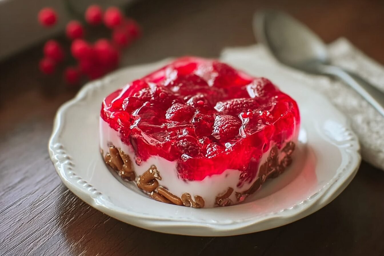 Raspberry Pretzel Jello