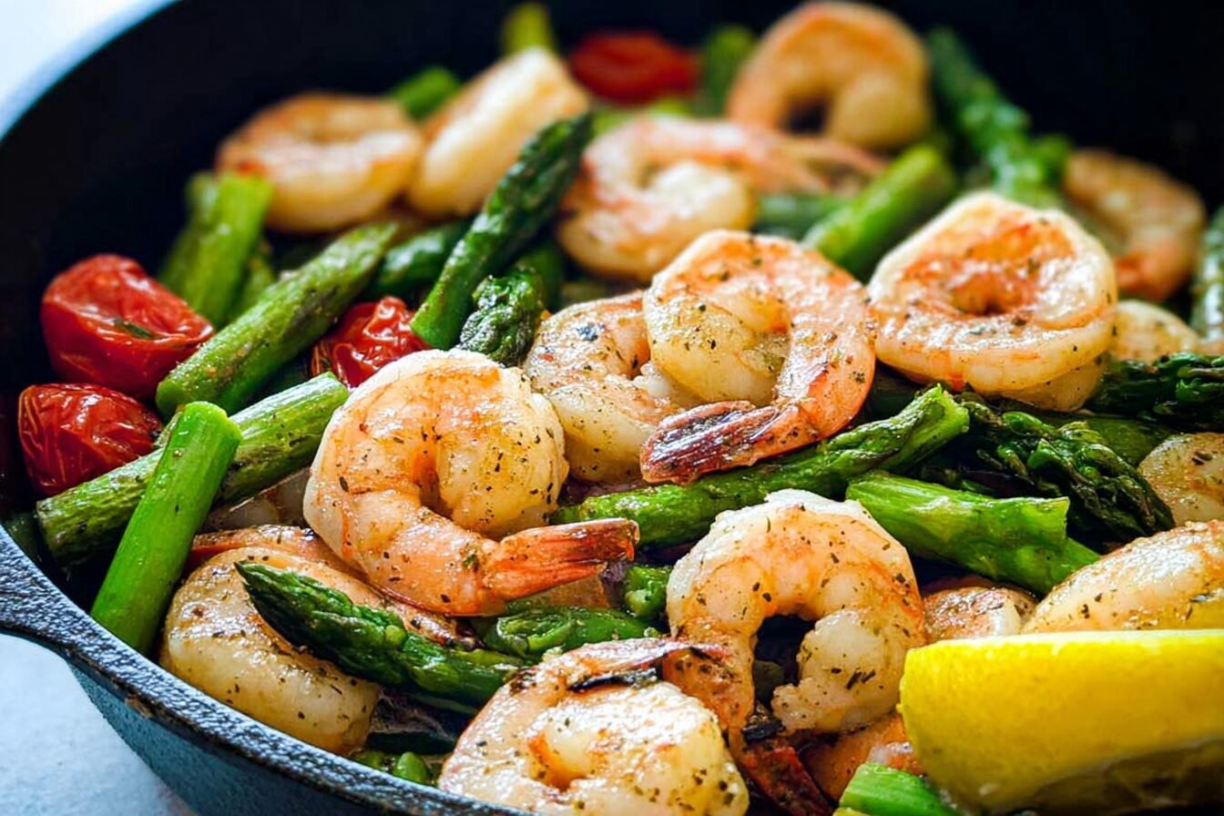 Shrimp And Asparagus Skillet