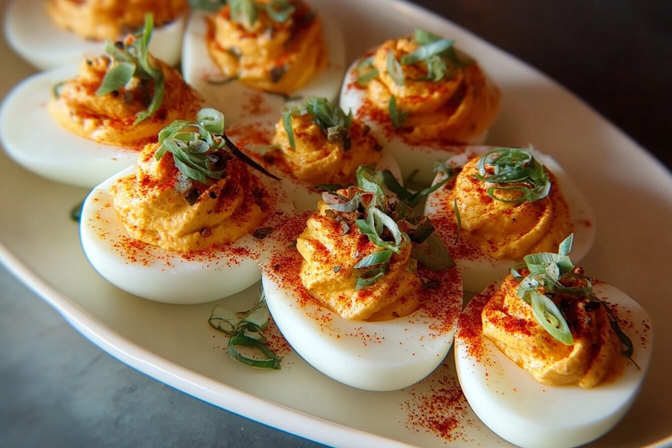 Sriracha Deviled Eggs Recipe With Spicy And Creamy Filling 6 Spicy Sriracha Deviled Eggs