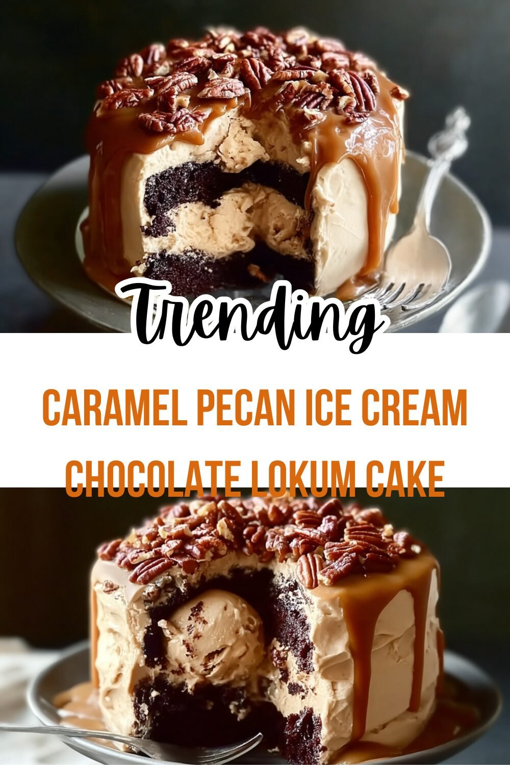 Caramel Pecan Ice Cream Chocolate Lokum Cake