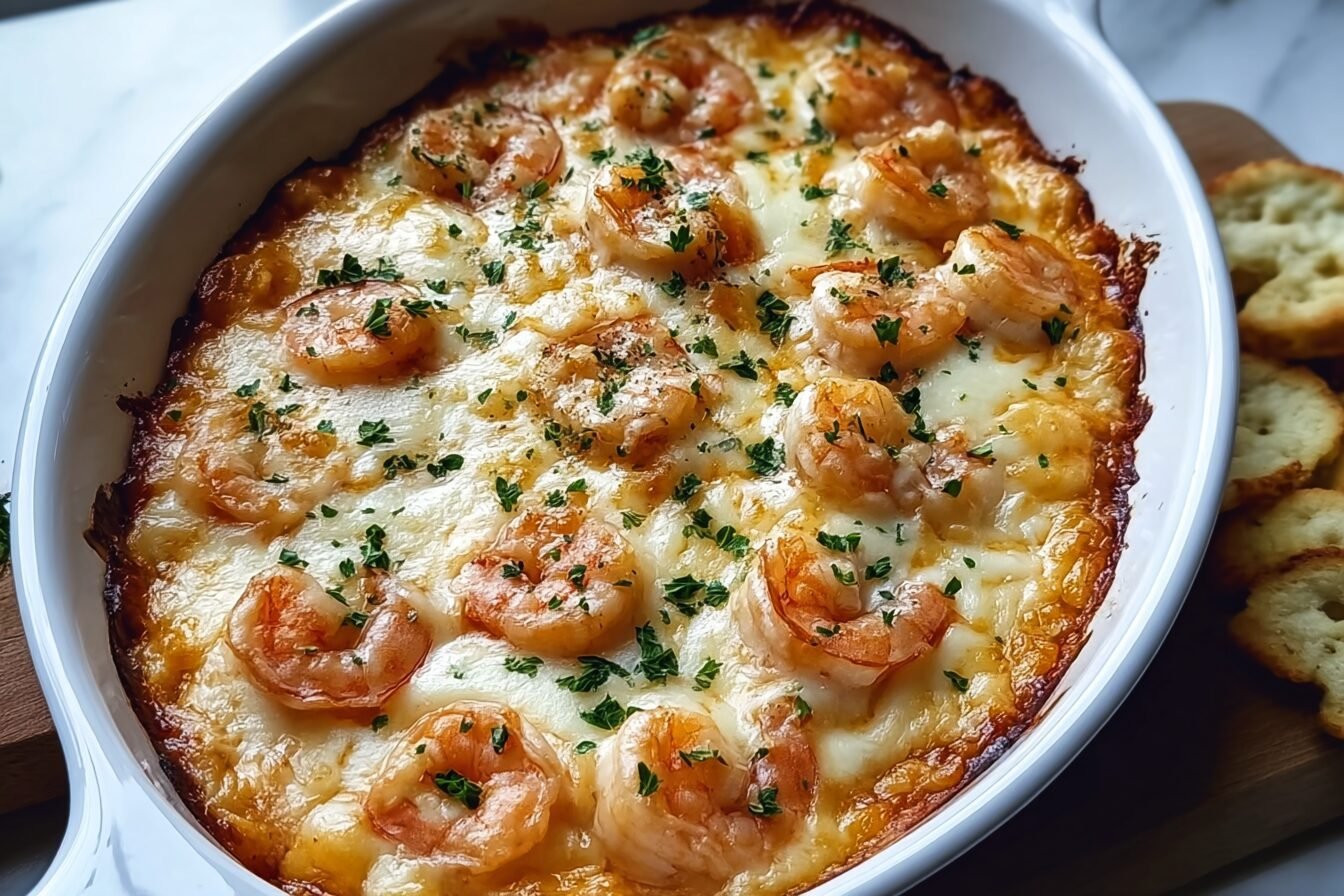 Cheesy Shrimp Crab Bake