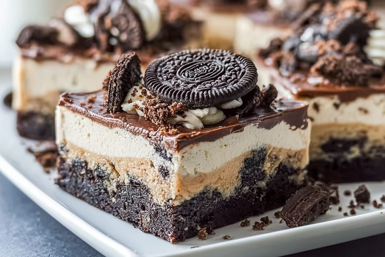 Chocolate Cookies And Cream Cheesecake Bars