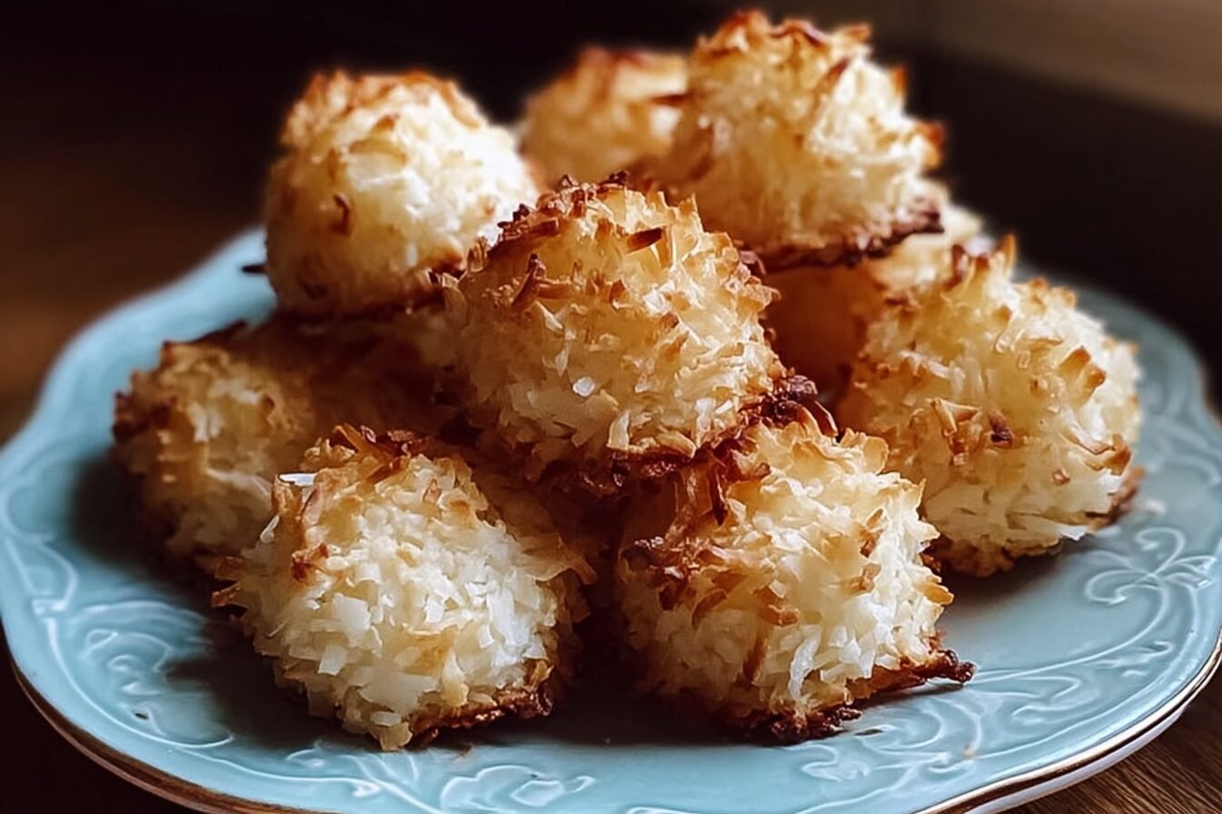 Coconut Macaroons Recipe: Easy Chewy Cookies Dipped In Chocolate 6 Coconut Macaroons
