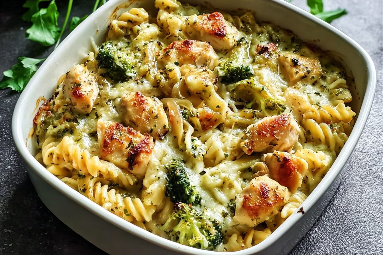 Creamy Pesto Chicken Pasta Bake