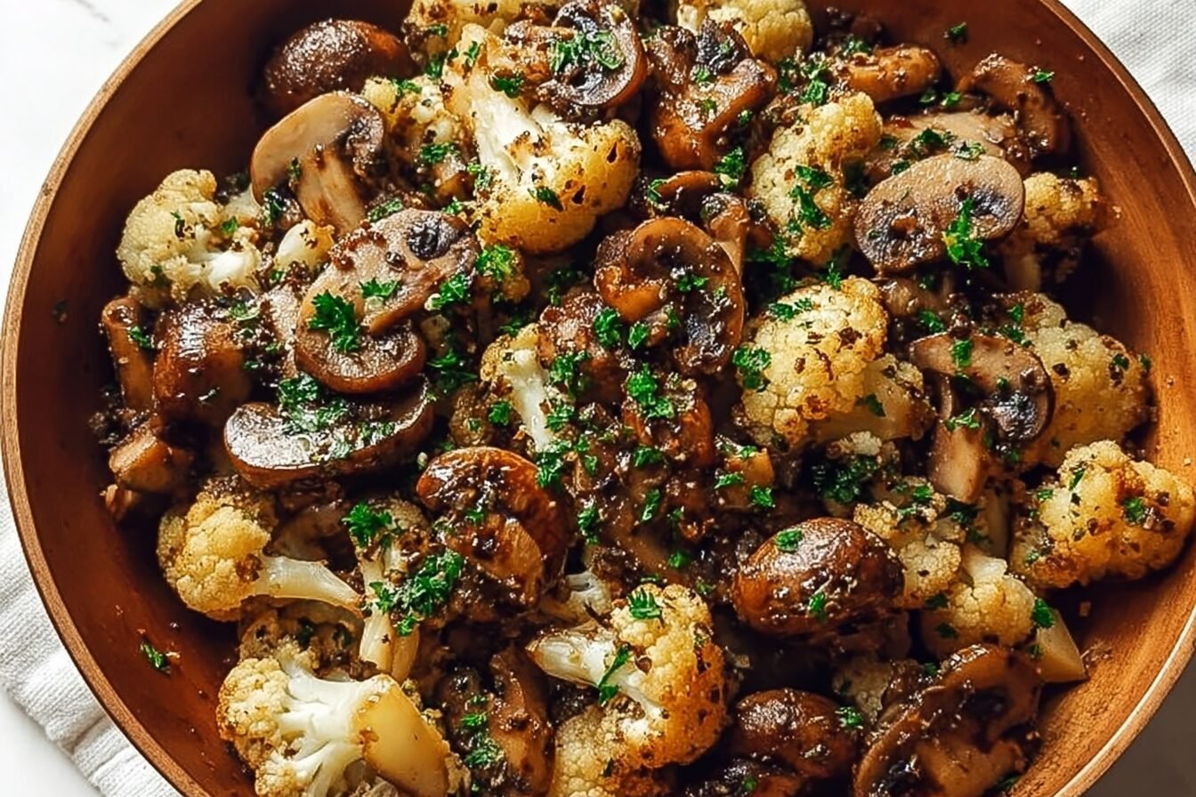 Garlic Mushrooms Cauliflower Skillet With Sautéed Herbs 6 Garlic Mushrooms Cauliflower Skillet