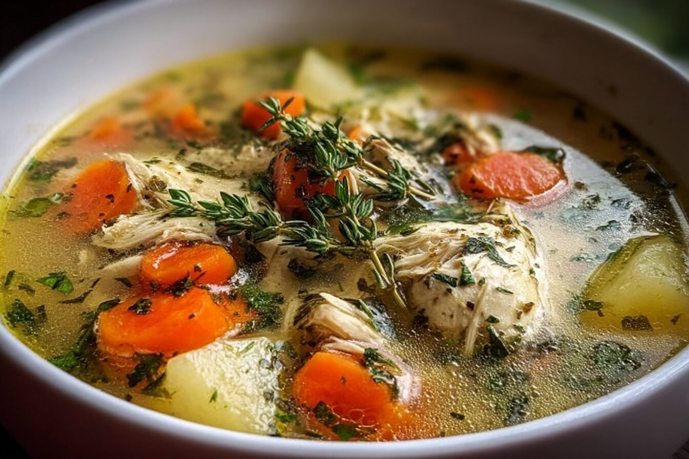 Herb-Loaded Chicken Noodle Soup With Fresh Ingredients 6 Herb Infused Chicken Soup
