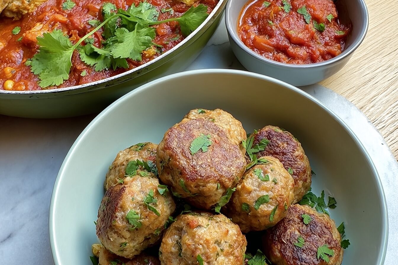 Moroccan Lamb Meatballs With Spices And Savory Sauce 6 Moroccan Lamb Meatballs