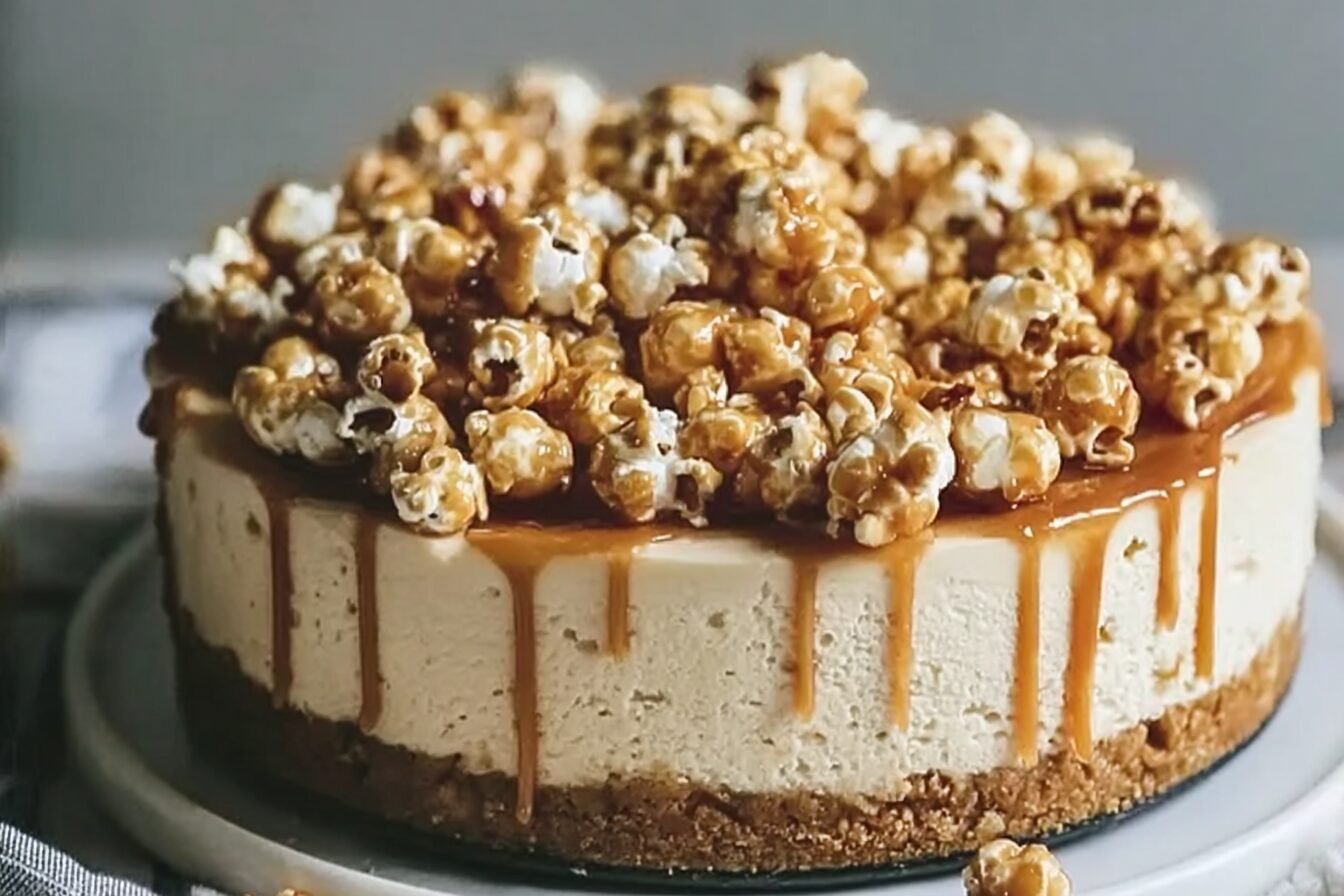 Salted Butterscotch Popcorn Cheesecake Recipe With Sweet And Salty Flavors 6 Salted Butterscotch Popcorn Cheesecake