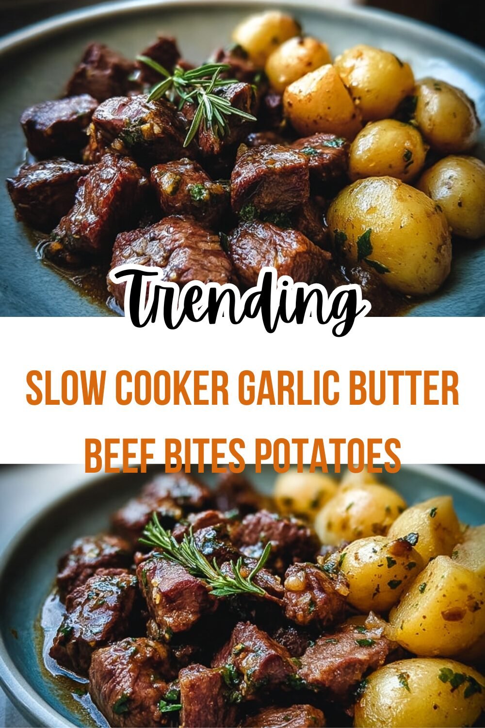 Slow Cooker Garlic Butter Beef Bites Potatoes