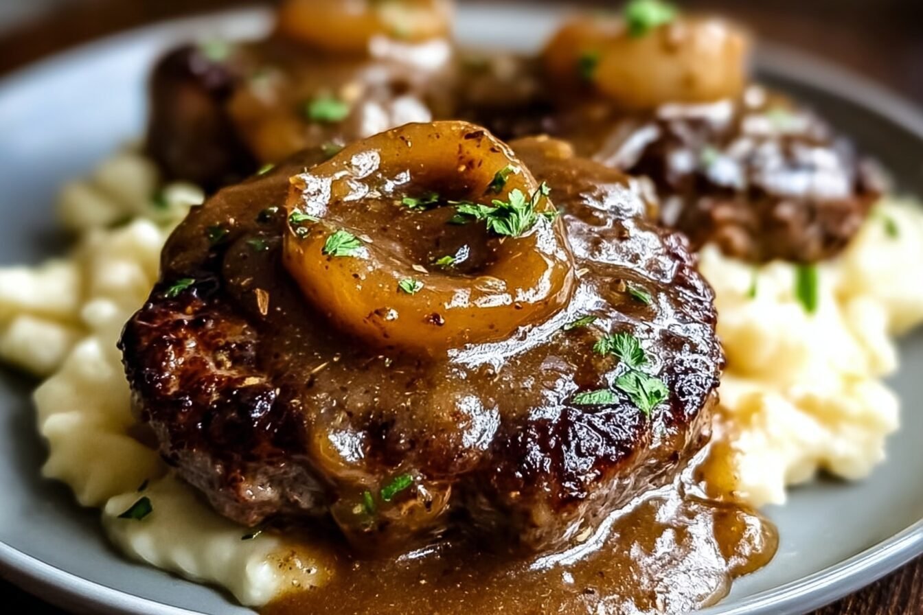 Hamburger Steak With Rich Onion Gravy Recipe 6 Smothered Hamburger Steak