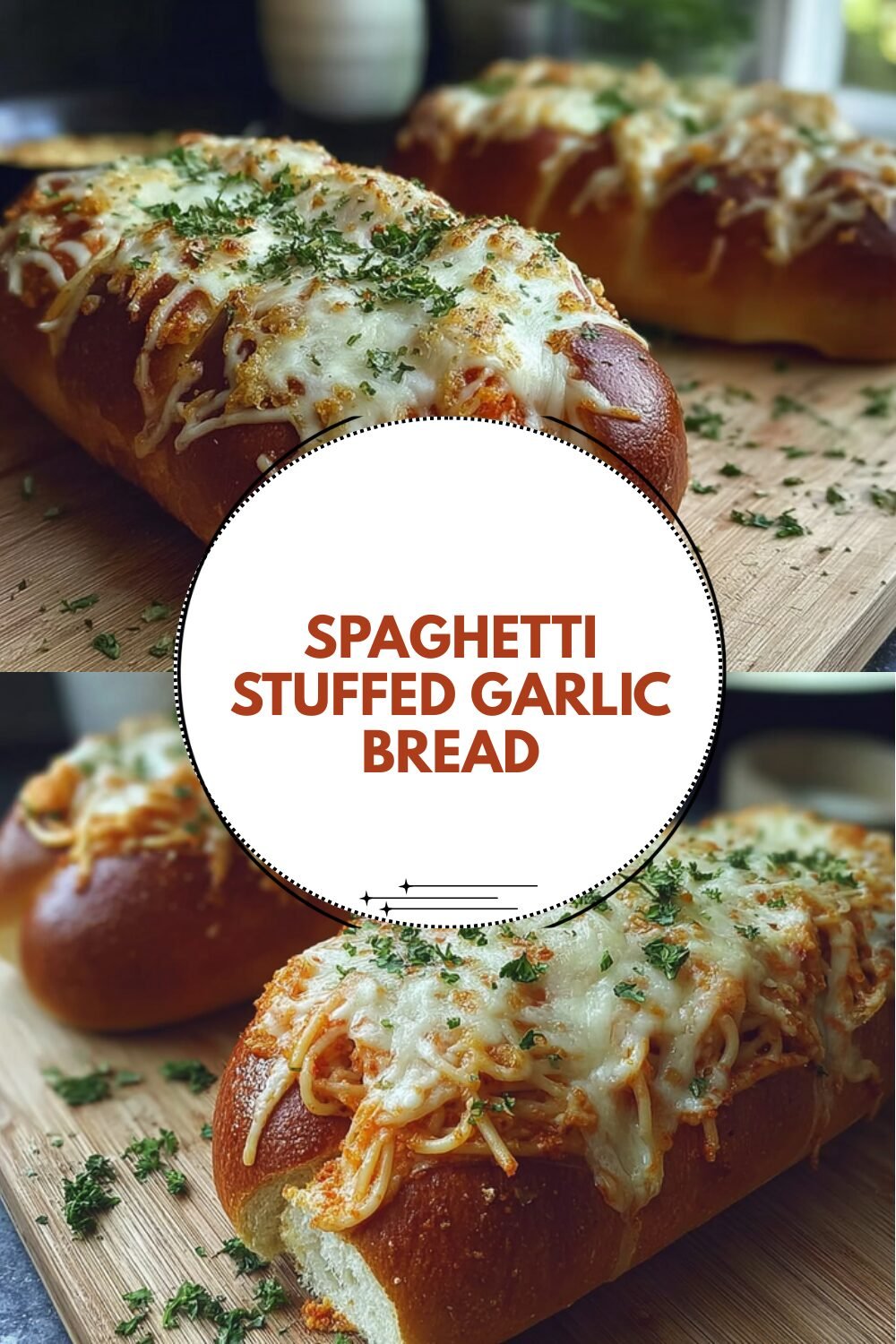 Spaghetti Stuffed Garlic Bread Recipe With Cheesy Tomato Sauce 7 Spaghetti Stuffed Garlic Bread