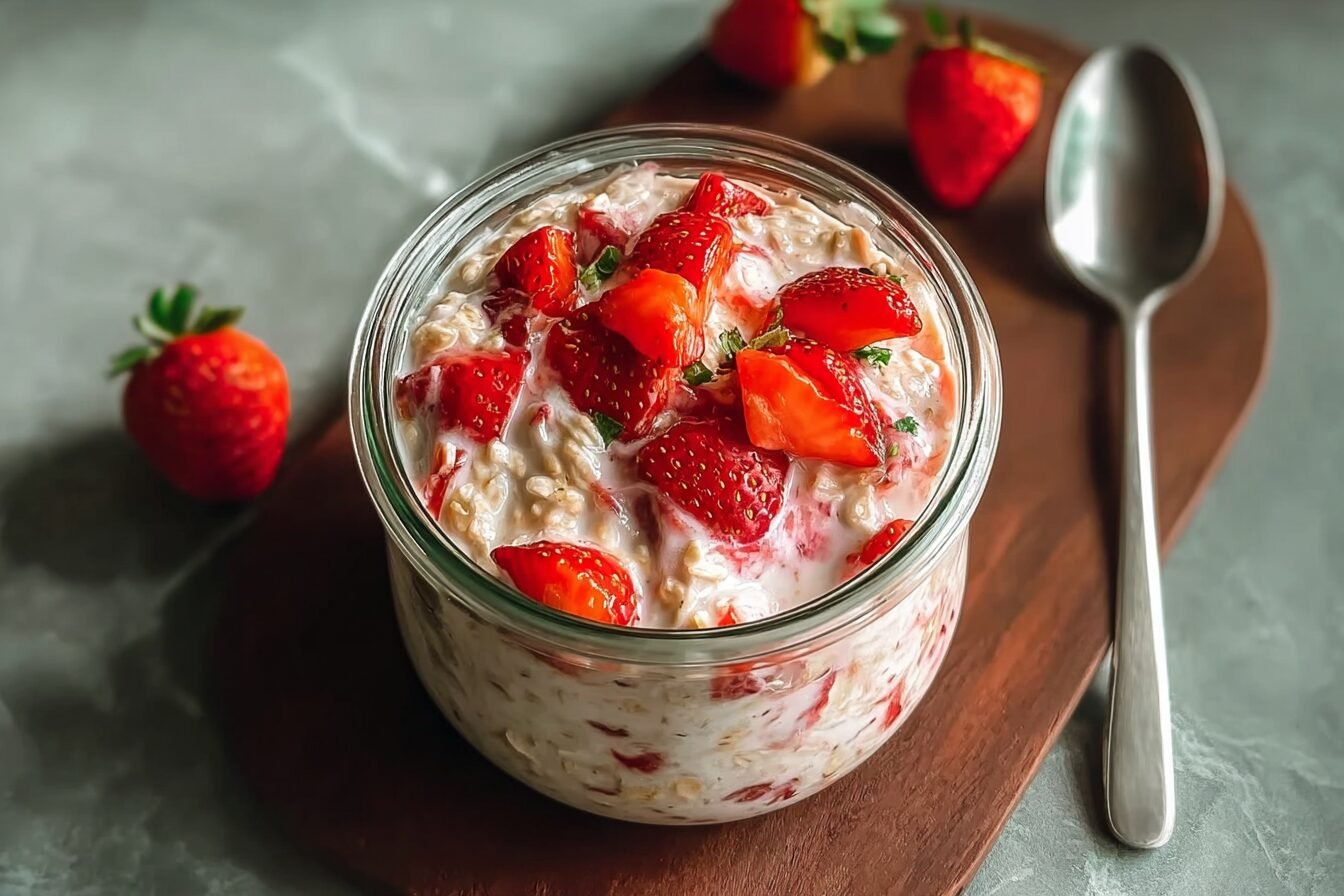 Strawberries And Cream Overnight Oats