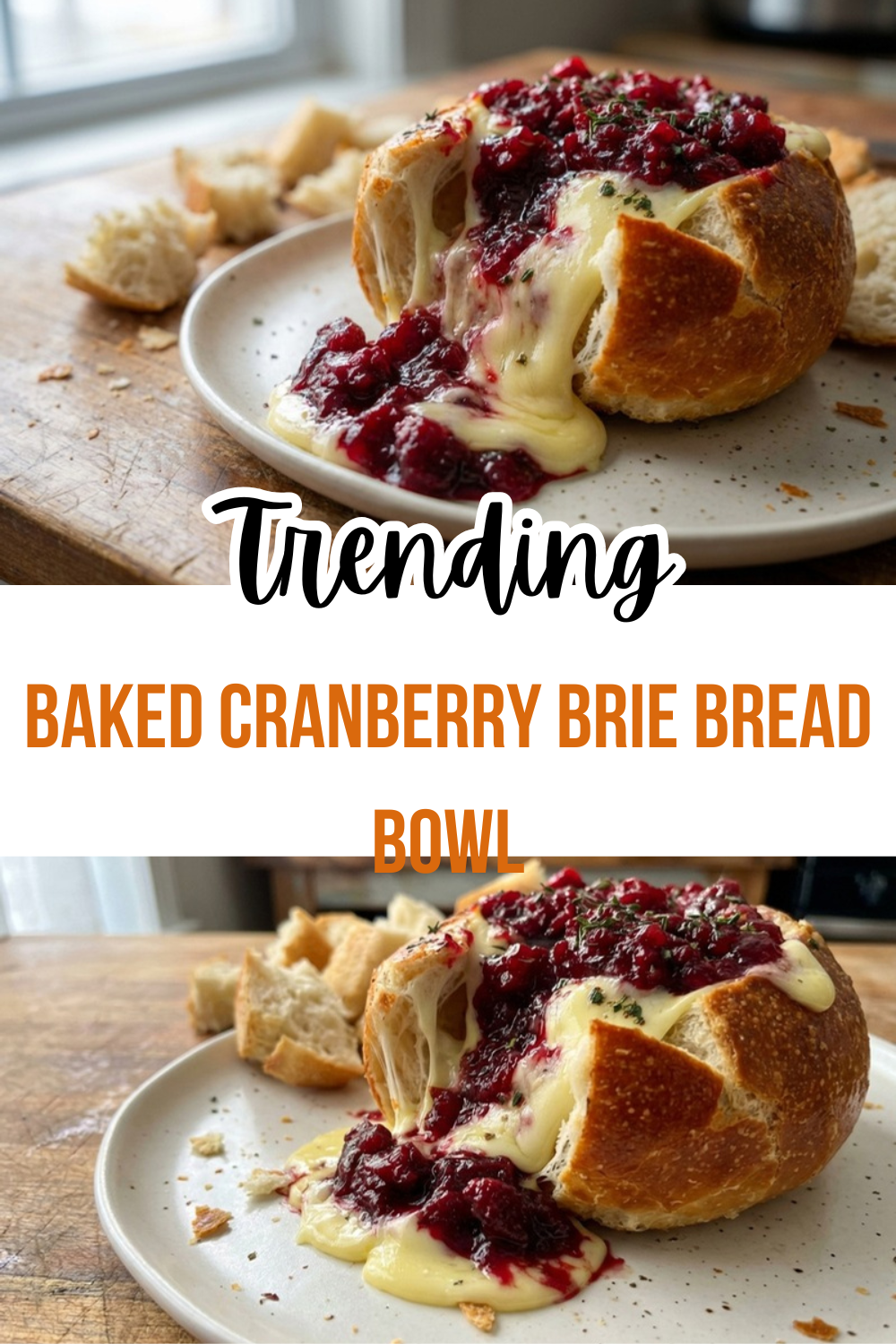 Baked Cranberry Brie Bread Bowl