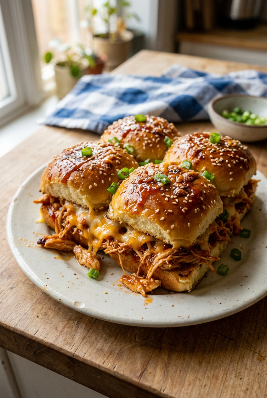 Cheesy Honey Sriracha Chicken Sliders