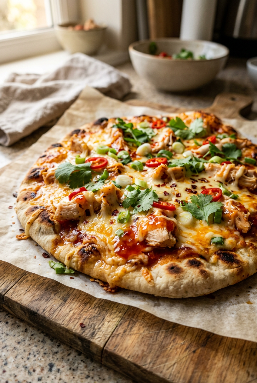Cheesy Sweet Chilli Chicken Flatbreads