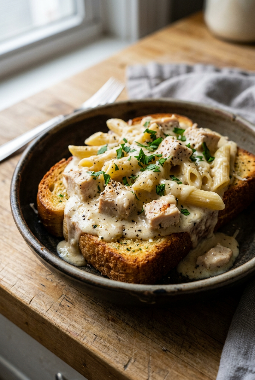 Chicken Alfredo Texas Toast
