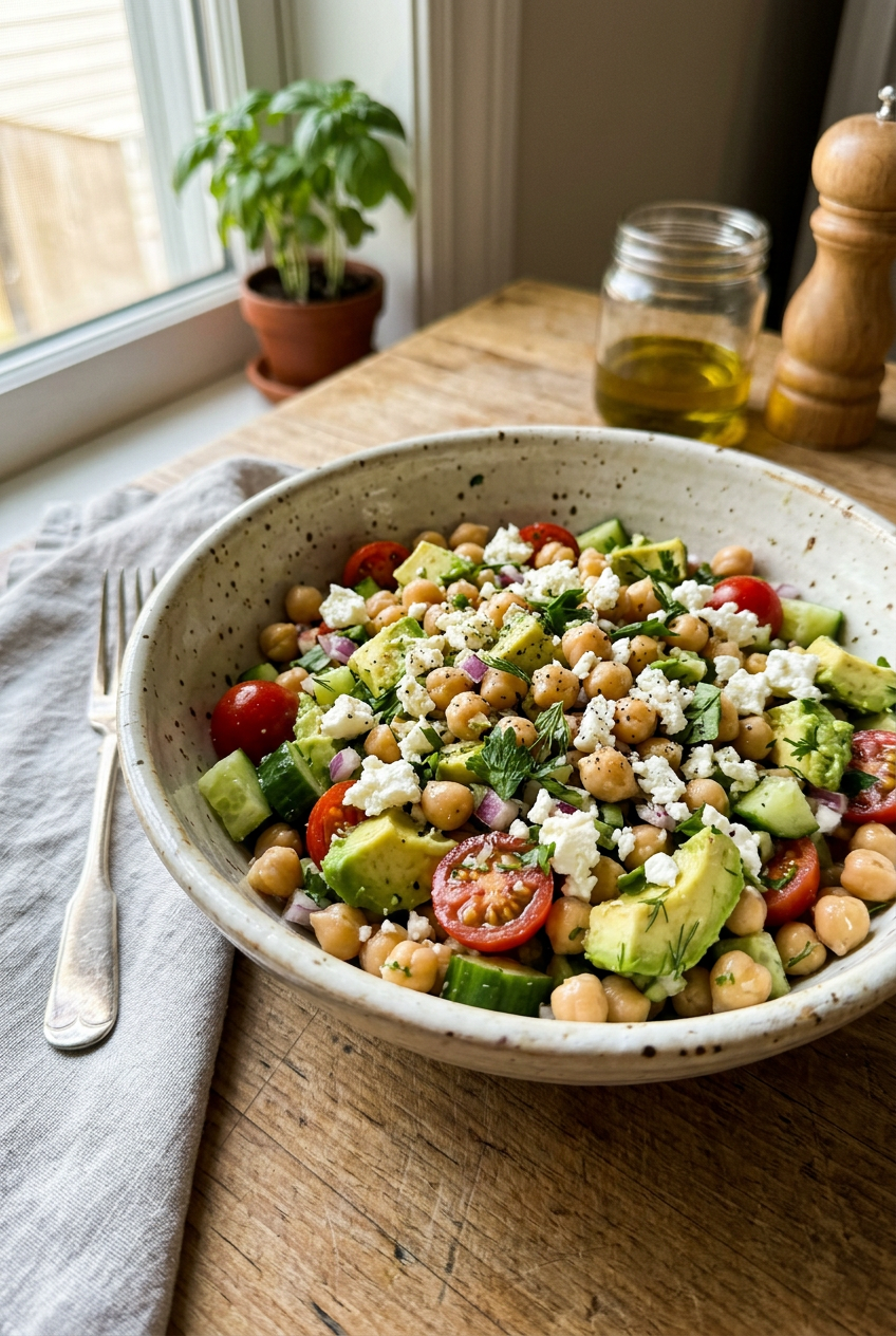 Chickpea Feta Avocado Salad