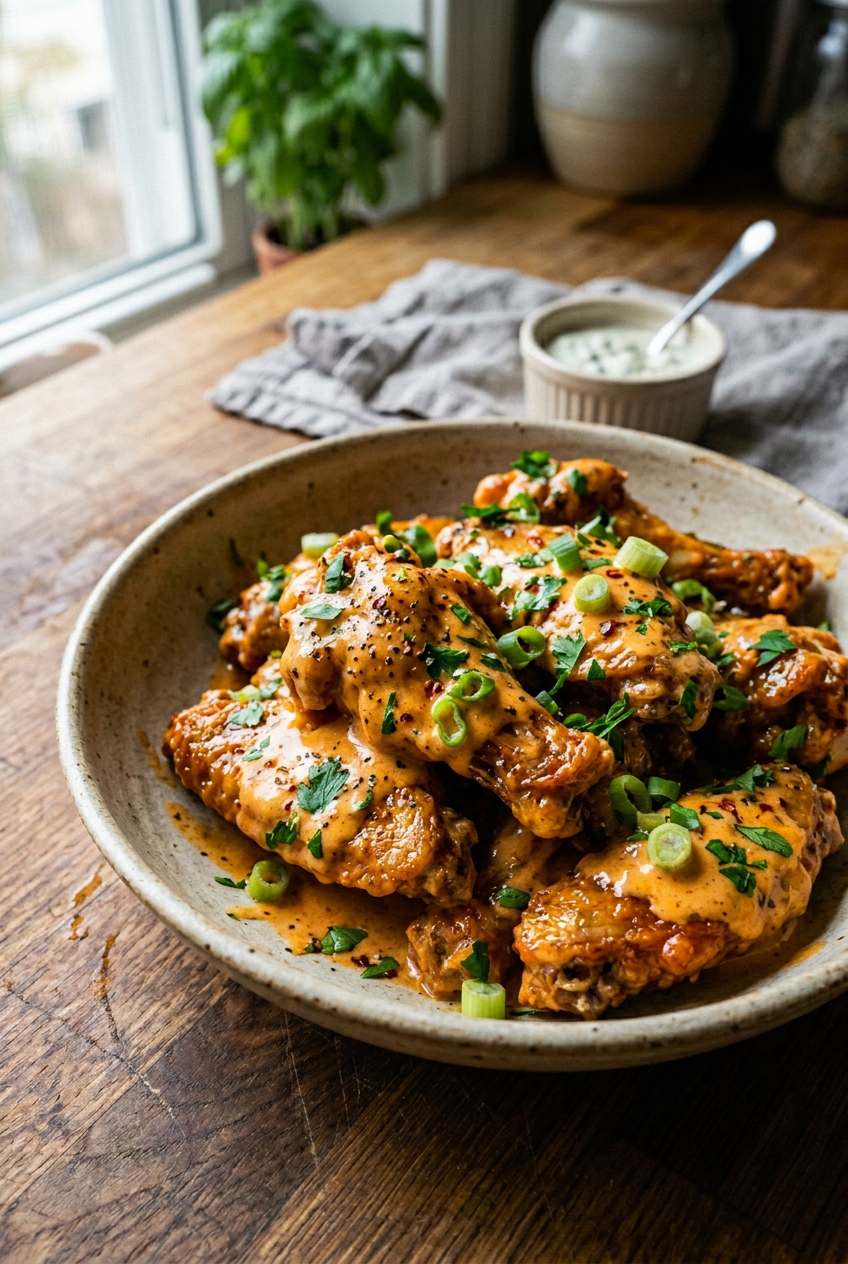 Crispy Oven Baked Buffalo Wings 6 Creamy Buffalo Wings