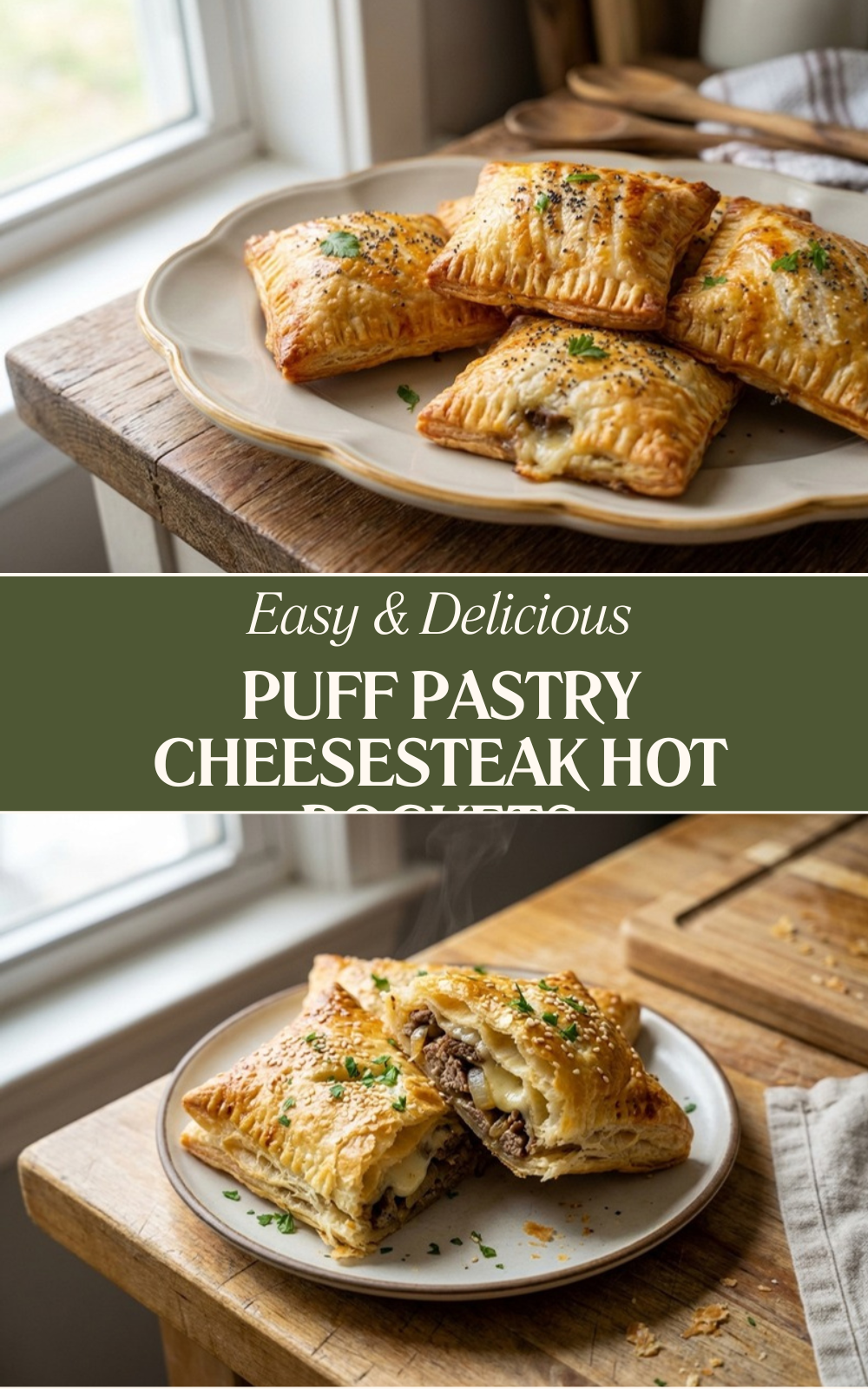 Puff Pastry Cheesesteak Hot Pockets