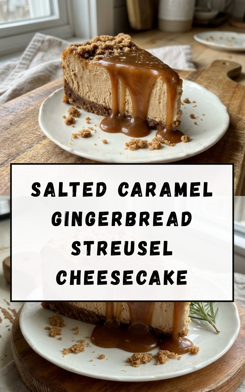 Salted Caramel Gingerbread Streusel Cheesecake