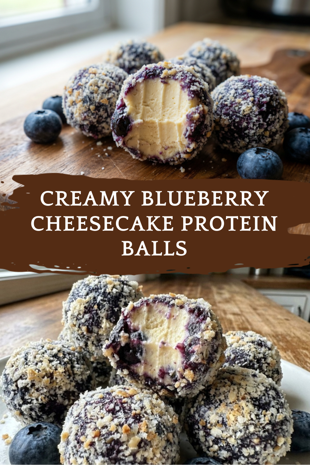 Creamy Blueberry Cheesecake Protein Balls