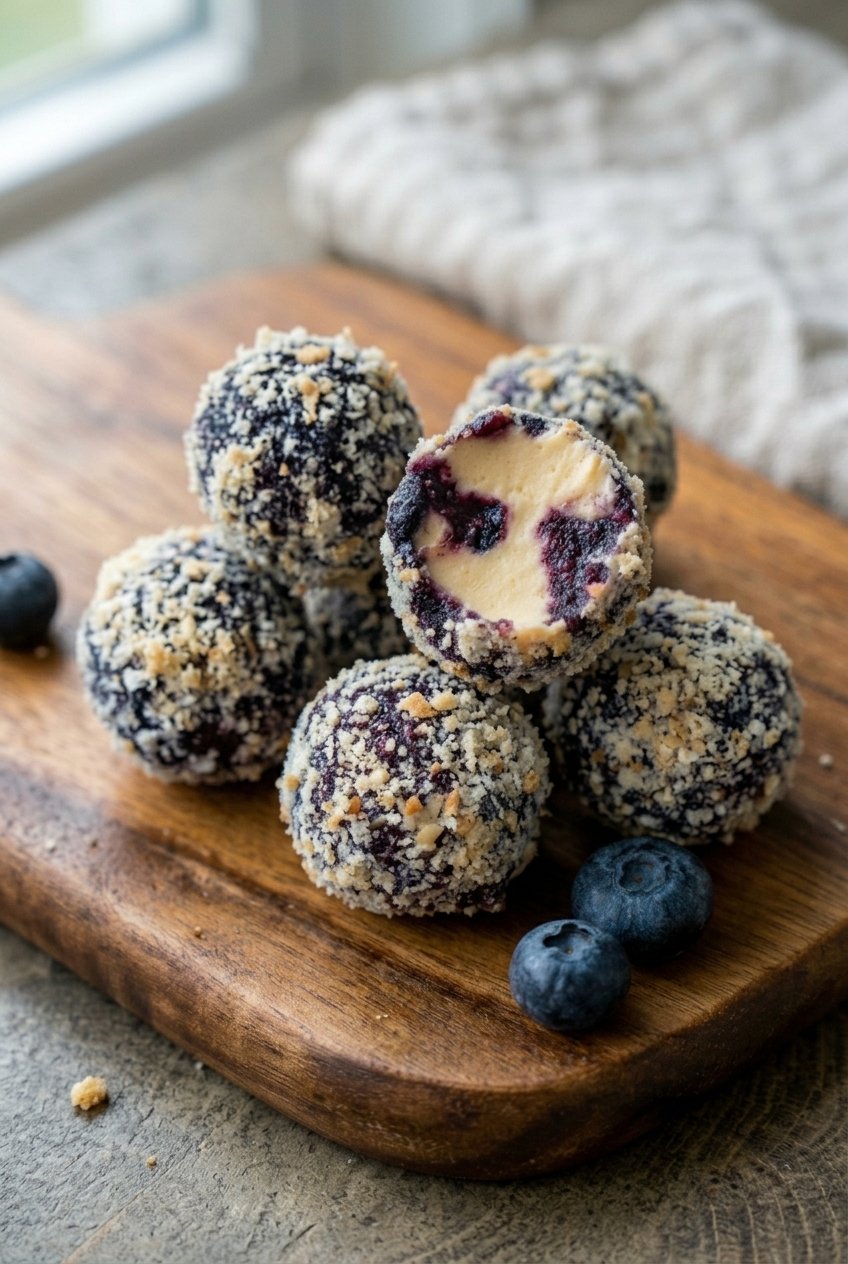 Creamy Blueberry Cheesecake Protein Balls