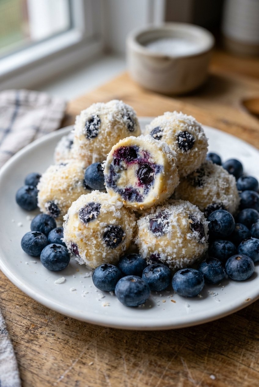 Blueberry Cheesecake Protein Balls No Bake Recipe 6 Creamy Blueberry Cheesecake Protein Balls