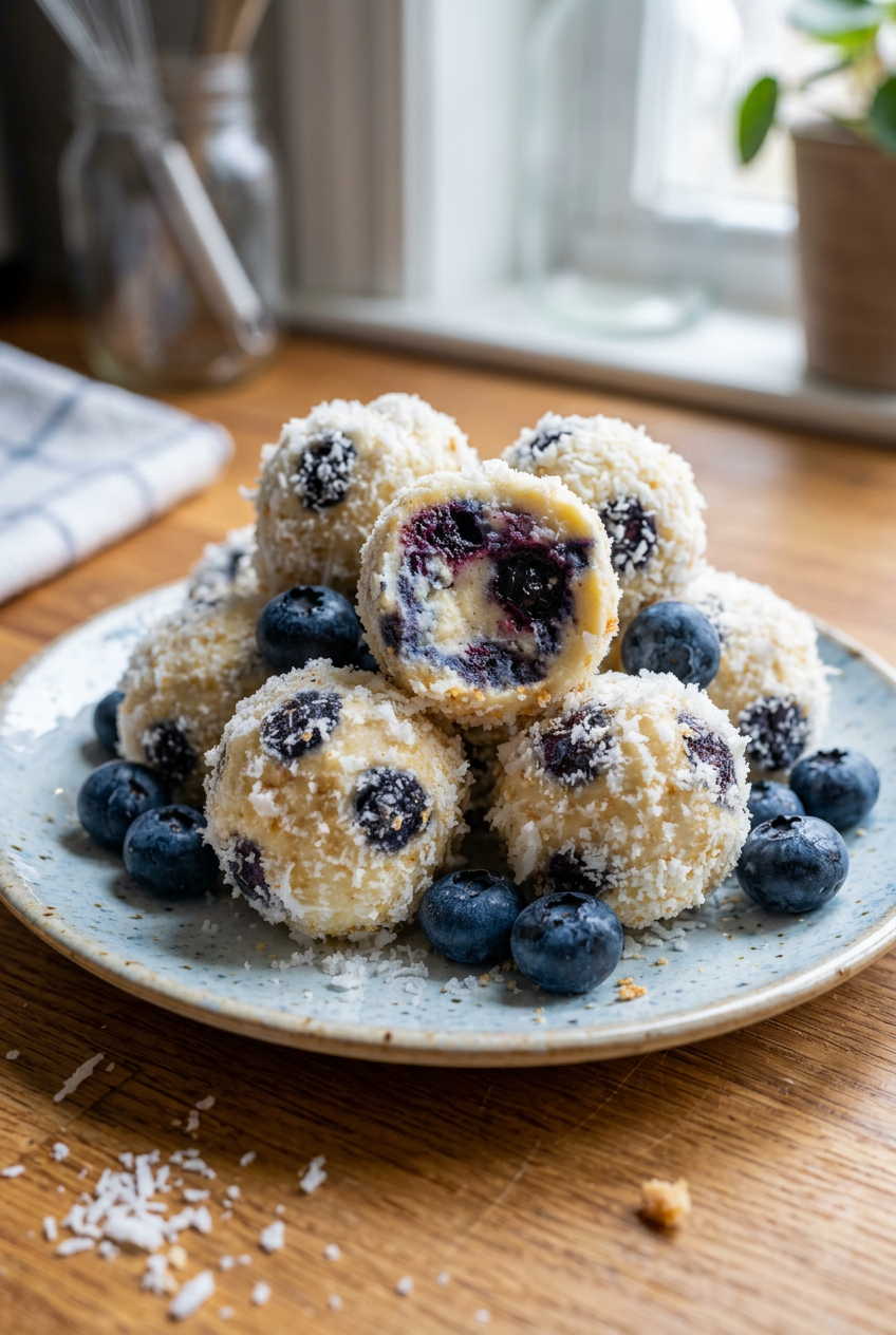 Creamy Blueberry Cheesecake Protein Balls