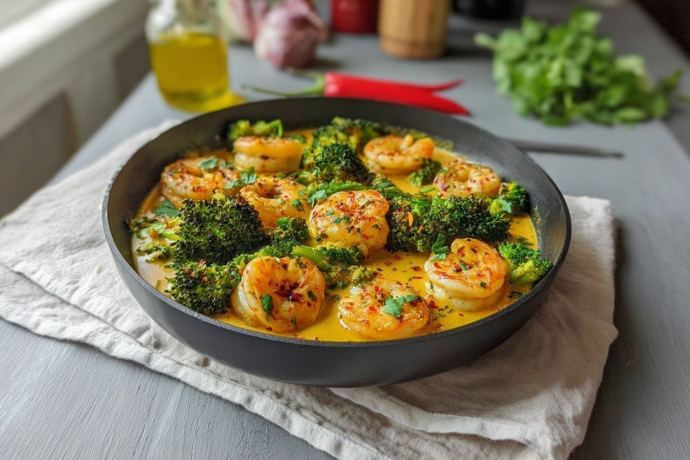 Creamy Spicy Shrimp With Broccoli