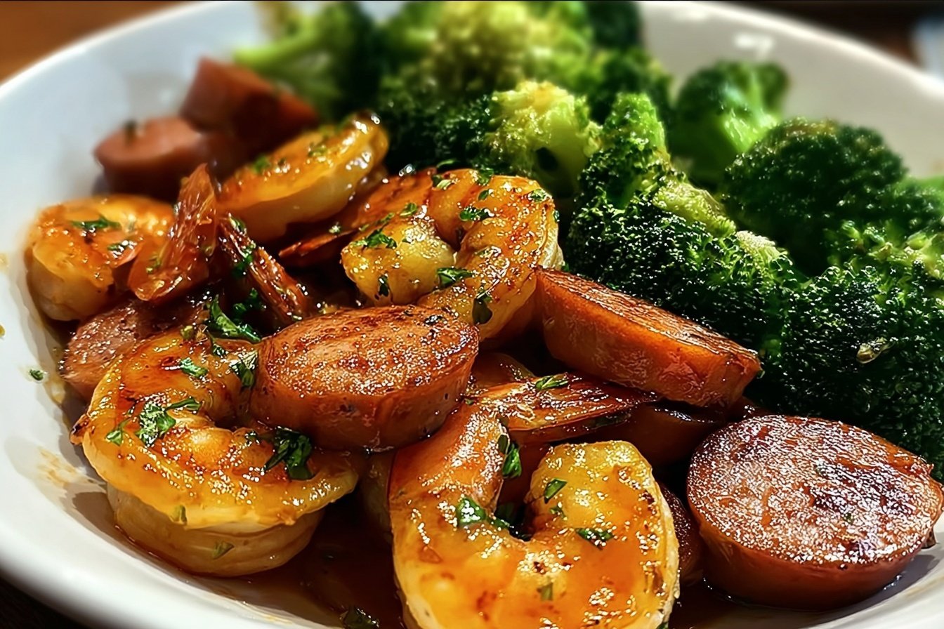 Honey Garlic Shrimp, Sausage, And Broccoli