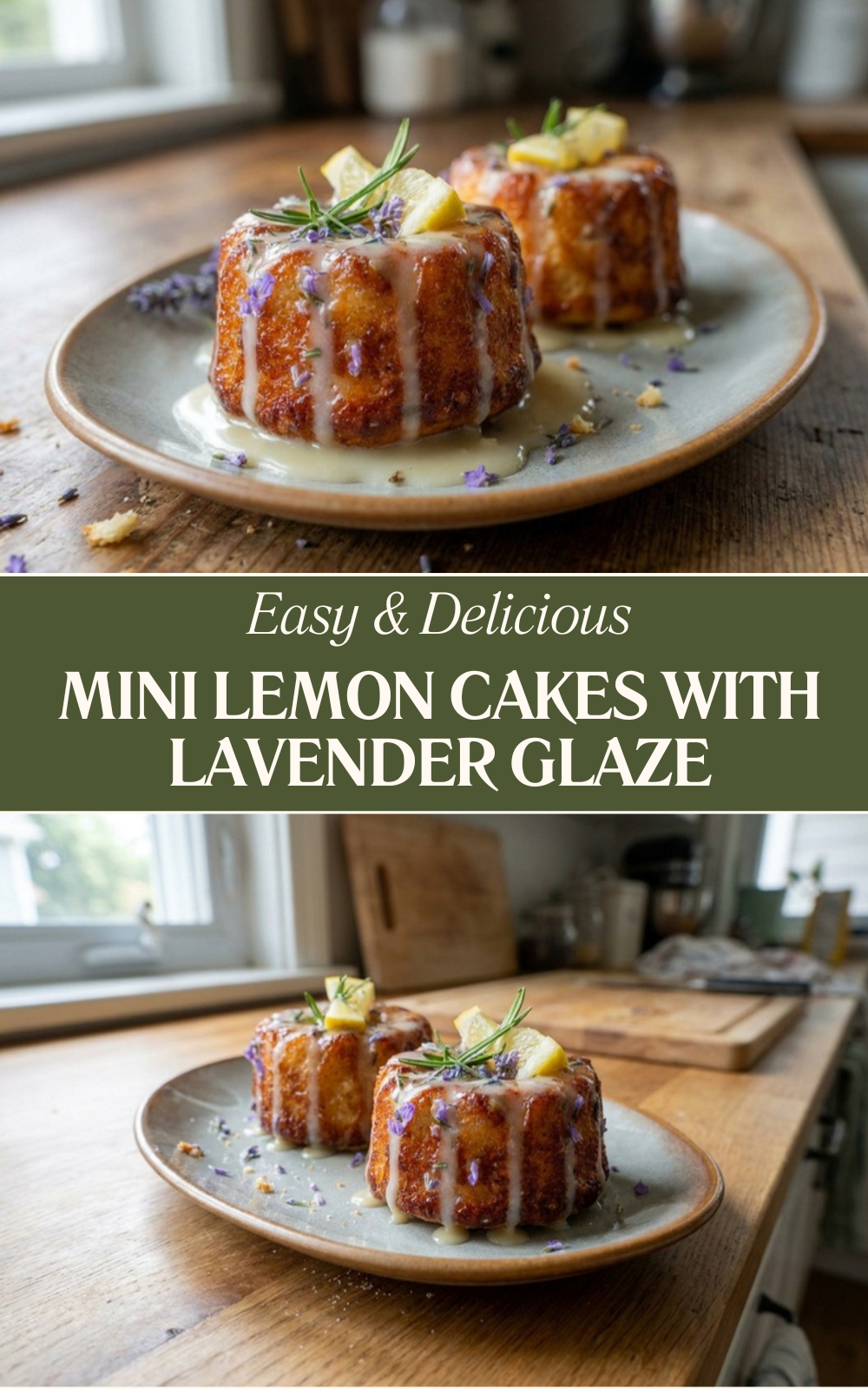 Mini Lemon Cakes With Lavender Glaze