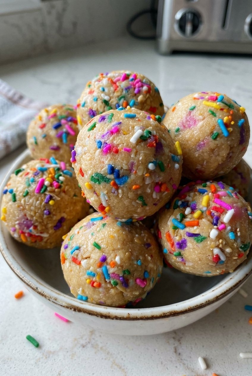 No Bake Cake Batter Protein Balls