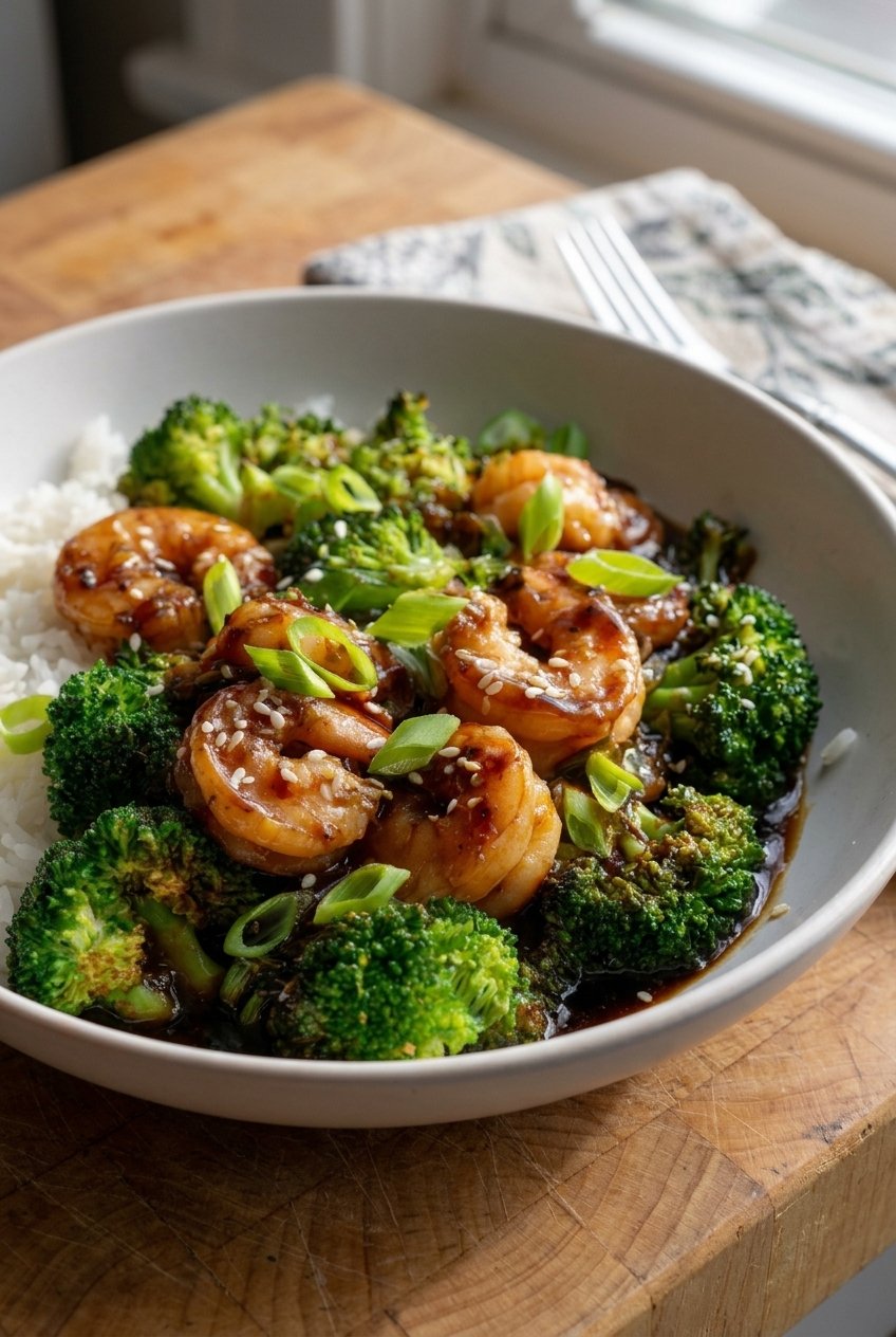 Shrimp And Broccoli Teriyaki Bowl