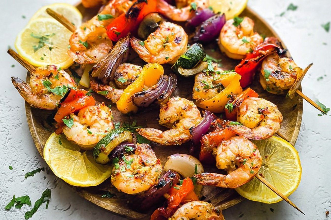 Grilled Lemon Shrimp Skewers With Vegetables 70.Png