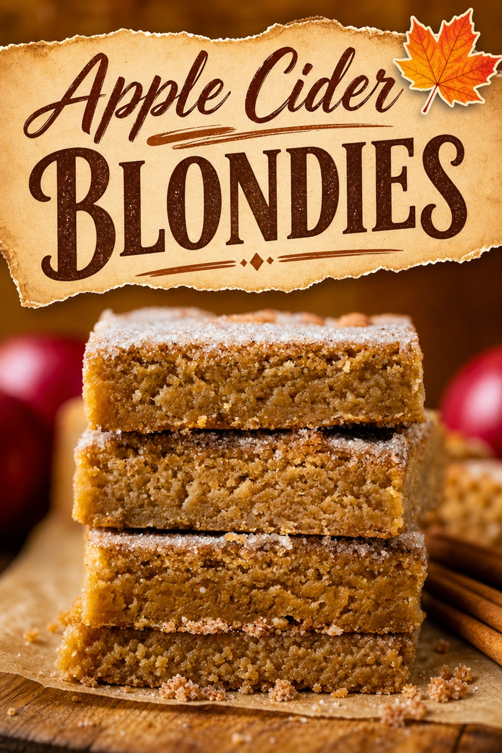 Apple Cider Blondies With Spiced Sugar Topping